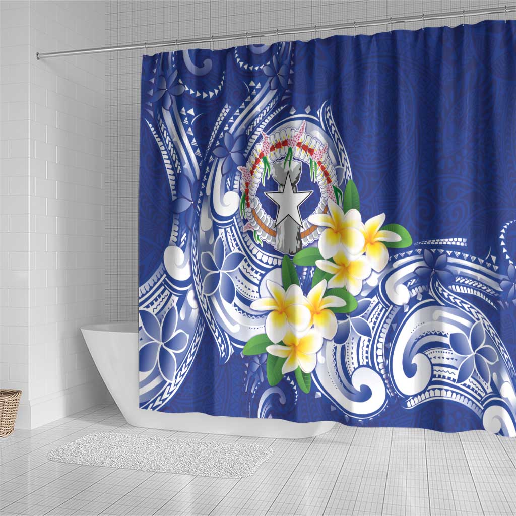 Northern Mariana Islands Shower Curtain Polynesian Pattern With Frangipani