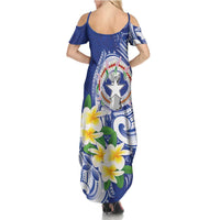 Northern Mariana Islands Summer Maxi Dress Polynesian Pattern With Frangipani