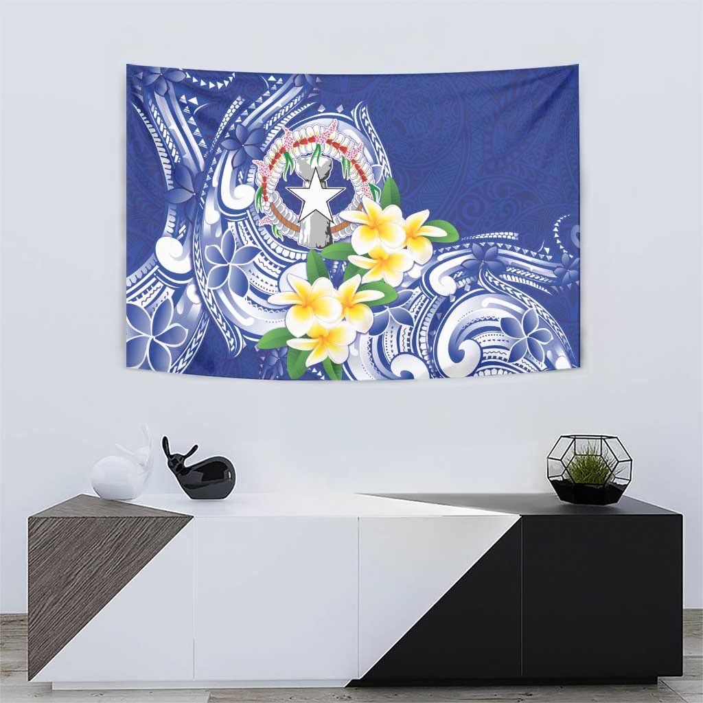 Northern Mariana Islands Tapestry Polynesian Pattern With Frangipani
