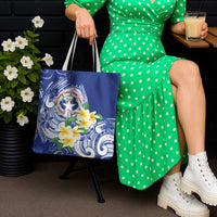 Northern Mariana Islands Tote Bag Polynesian Pattern With Frangipani