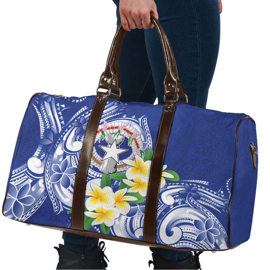 Northern Mariana Islands Travel Bag Polynesian Pattern With Frangipani