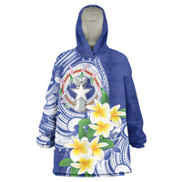 Northern Mariana Islands Wearable Blanket Hoodie Polynesian Pattern With Frangipani