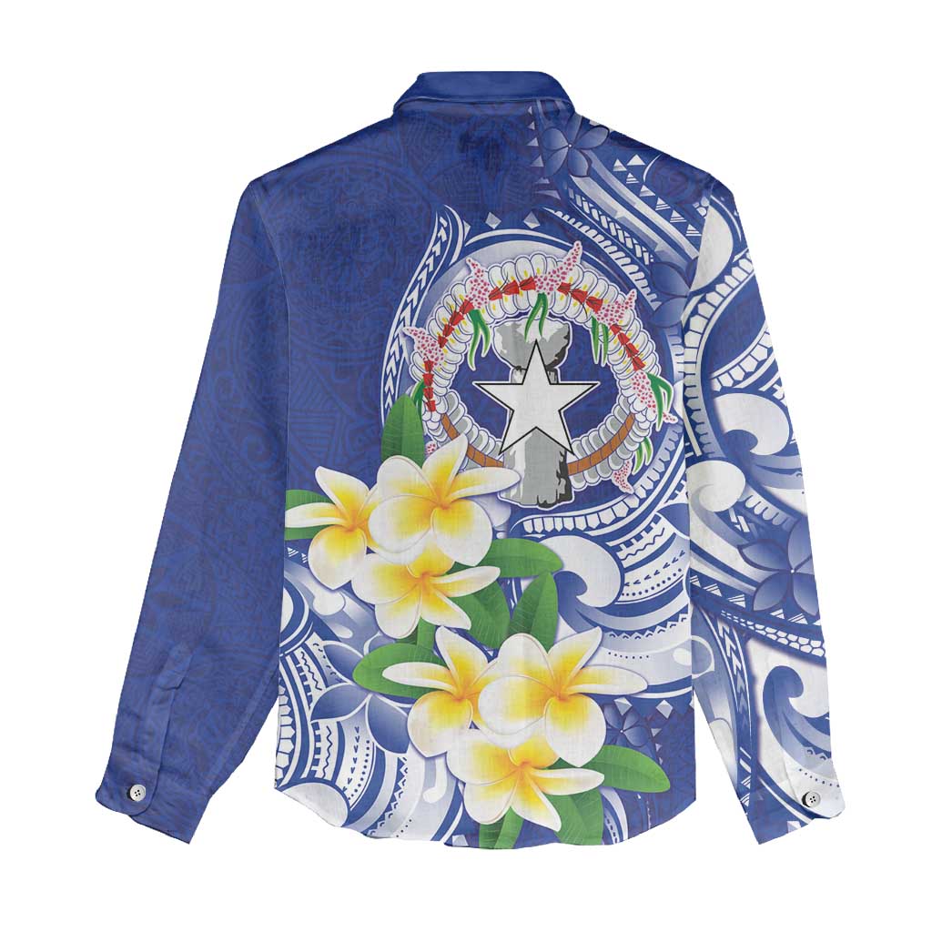 Northern Mariana Islands Women Casual Shirt Polynesian Pattern With Frangipani