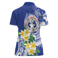 Northern Mariana Islands Women Polo Shirt Polynesian Pattern With Frangipani