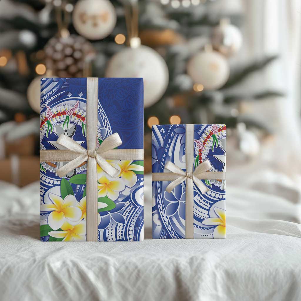 Northern Mariana Islands Wrapping Paper Polynesian Pattern With Frangipani