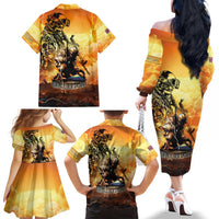 Hawaii Memorial Day Family Matching Off The Shoulder Long Sleeve Dress and Hawaiian Shirt Remember Their Sacrifice LT05 - Polynesian Pride
