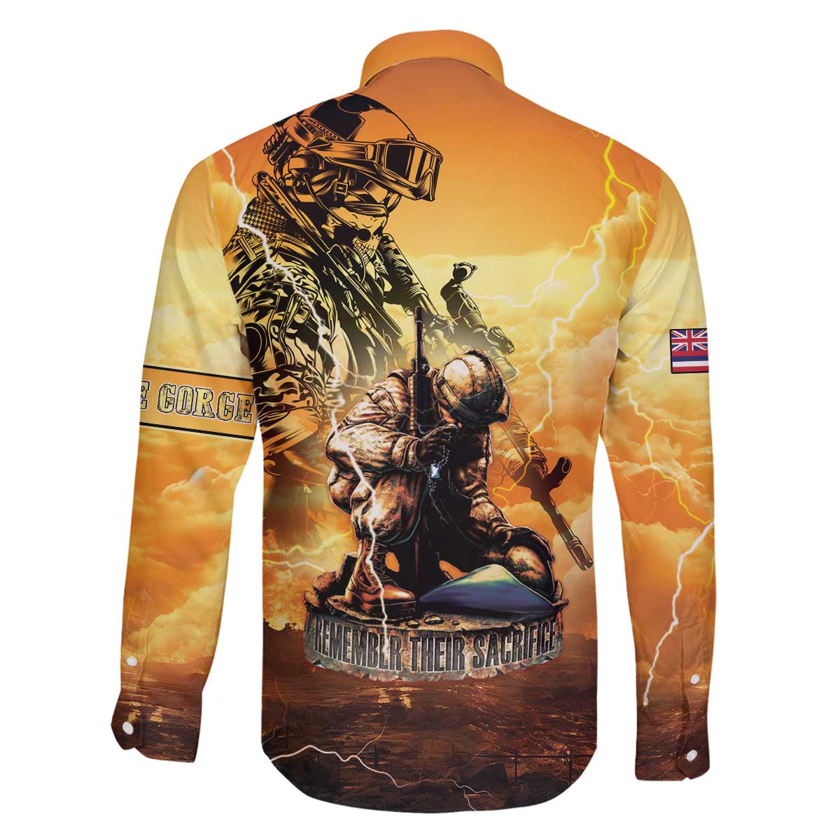 Hawaii Memorial Day Family Matching Off The Shoulder Long Sleeve Dress and Hawaiian Shirt Remember Their Sacrifice LT05 - Polynesian Pride