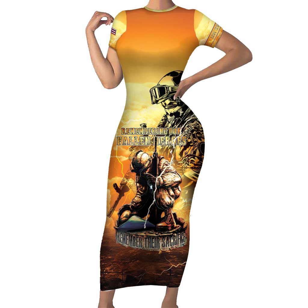 Hawaii Memorial Day Family Matching Short Sleeve Bodycon Dress and Hawaiian Shirt Remember Their Sacrifice