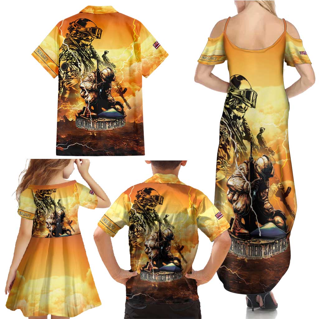 Hawaii Memorial Day Family Matching Summer Maxi Dress and Hawaiian Shirt Remember Their Sacrifice