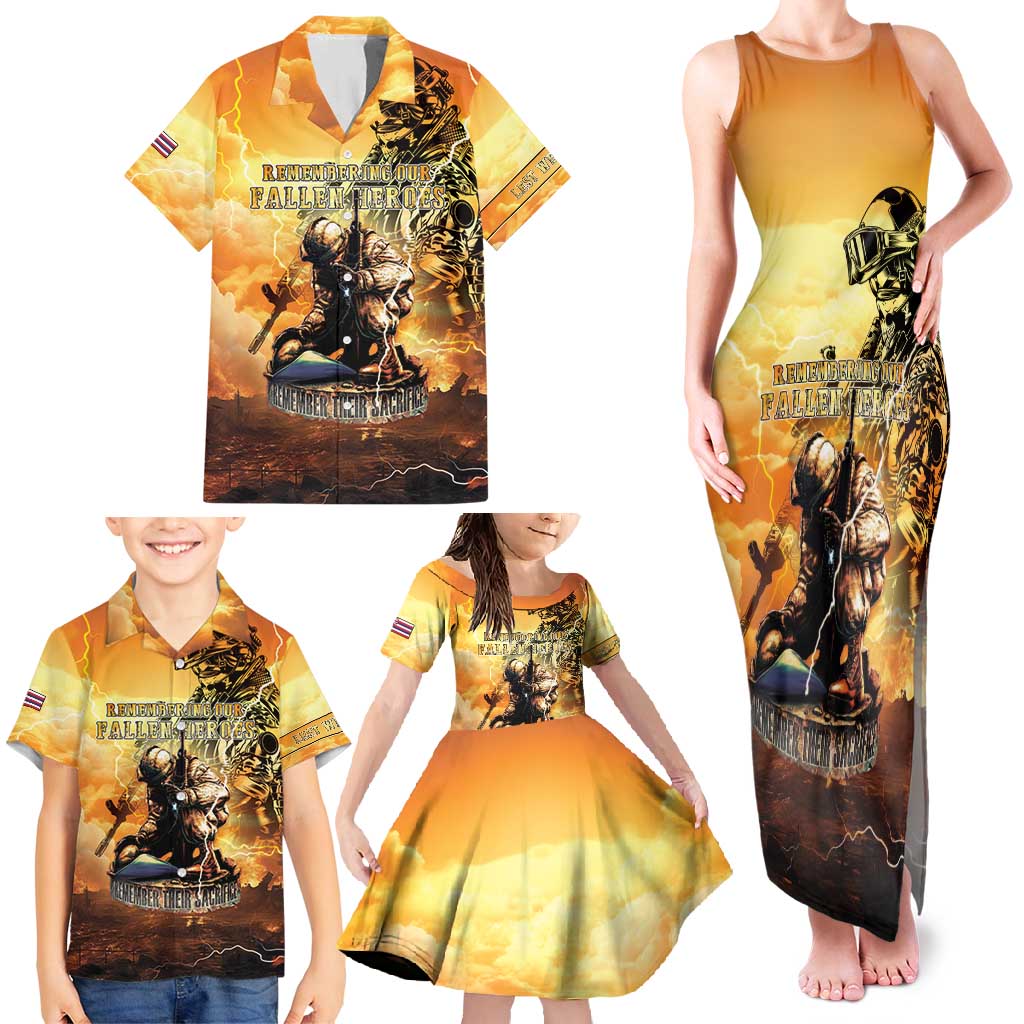 Hawaii Memorial Day Family Matching Tank Maxi Dress and Hawaiian Shirt Remember Their Sacrifice
