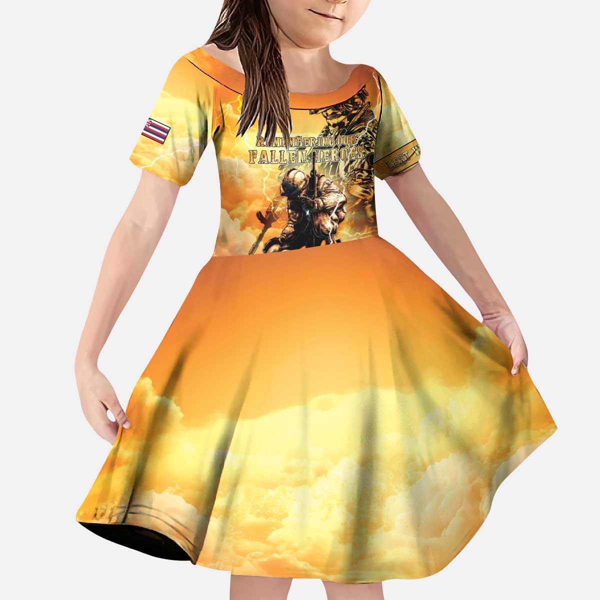Hawaii Memorial Day Kid Short Sleeve Dress Remember Their Sacrifice