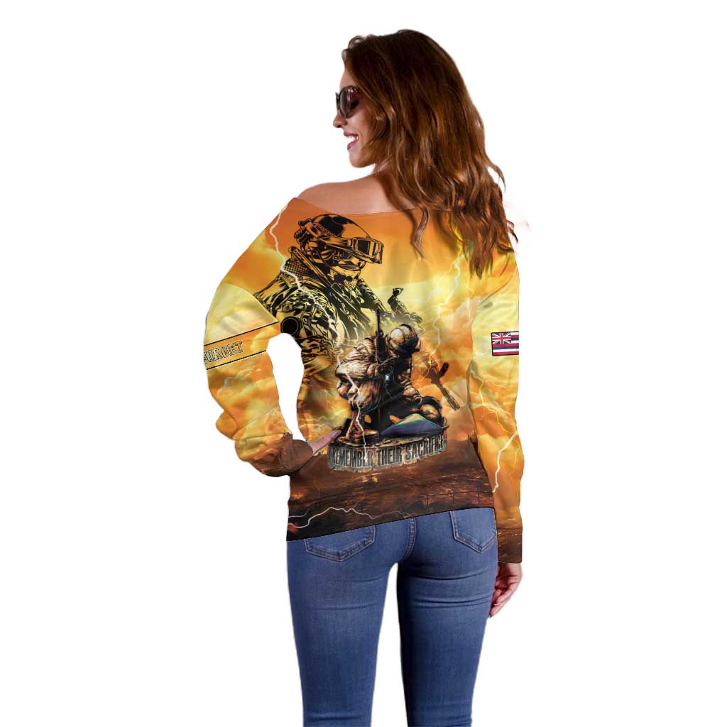 Hawaii Memorial Day Off Shoulder Sweater Remember Their Sacrifice