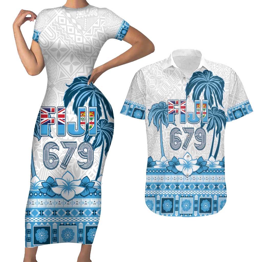 Fiji 679 Constitution Day Couples Matching Short Sleeve Bodycon Dress and Hawaiian Shirt Fijian Tapa Pattern