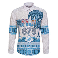 Fiji 679 Constitution Day Family Matching Long Sleeve Bodycon Dress and Hawaiian Shirt Fijian Tapa Pattern LT05 Dad's Shirt - Long Sleeve Blue - Polynesian Pride