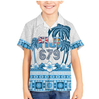 Fiji 679 Constitution Day Family Matching Mermaid Dress and Hawaiian Shirt Fijian Tapa Pattern LT05 Son's Shirt Blue - Polynesian Pride