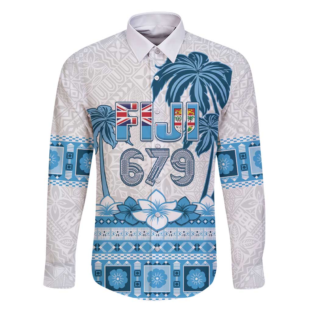 Fiji 679 Constitution Day Family Matching Short Sleeve Bodycon Dress and Hawaiian Shirt Fijian Tapa Pattern LT05 Dad's Shirt - Long Sleeve Blue - Polynesian Pride