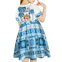 Fiji 679 Constitution Day Kid Short Sleeve Dress Fijian Tapa Pattern
