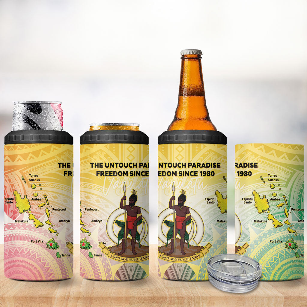 Vanuatu Independence Day 4 in 1 Can Cooler Tumbler The Untouched Paradise