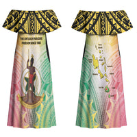 Vanuatu Independence Day Couples Matching Off Shoulder Maxi Dress and Hawaiian Shirt The Untouched Paradise LT05 - Polynesian Pride