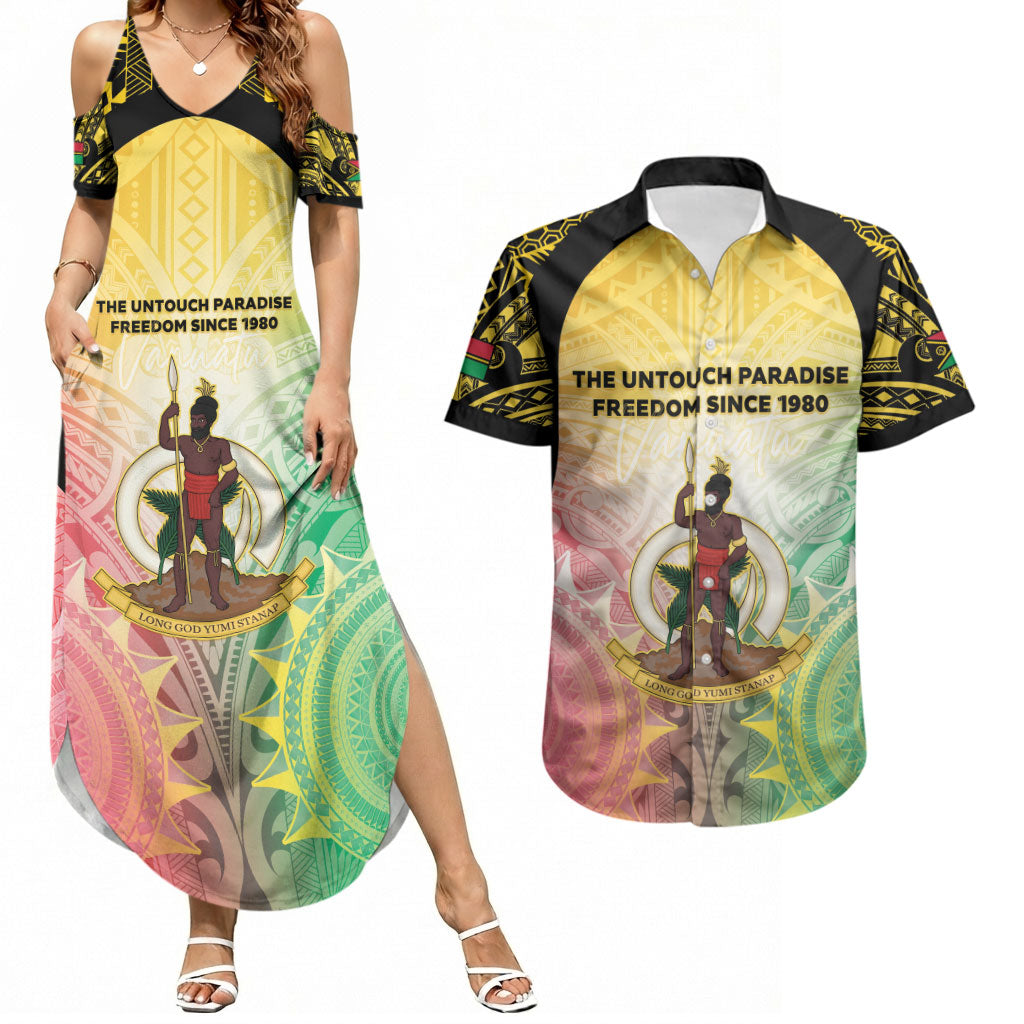 Vanuatu Independence Day Couples Matching Summer Maxi Dress and Hawaiian Shirt The Untouched Paradise LT05 Colorful - Polynesian Pride