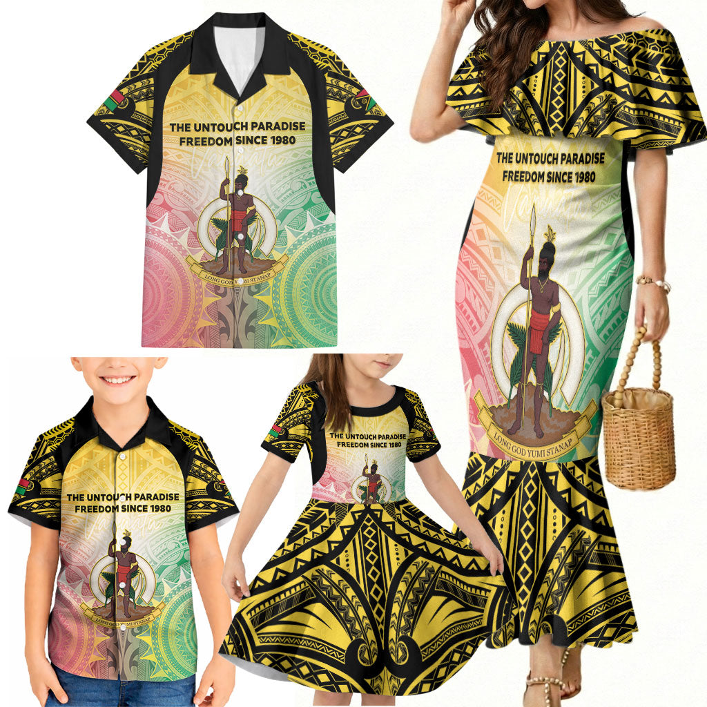 Vanuatu Independence Day Family Matching Mermaid Dress and Hawaiian Shirt The Untouched Paradise LT05 - Polynesian Pride