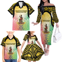 Vanuatu Independence Day Family Matching Off The Shoulder Long Sleeve Dress and Hawaiian Shirt The Untouched Paradise
