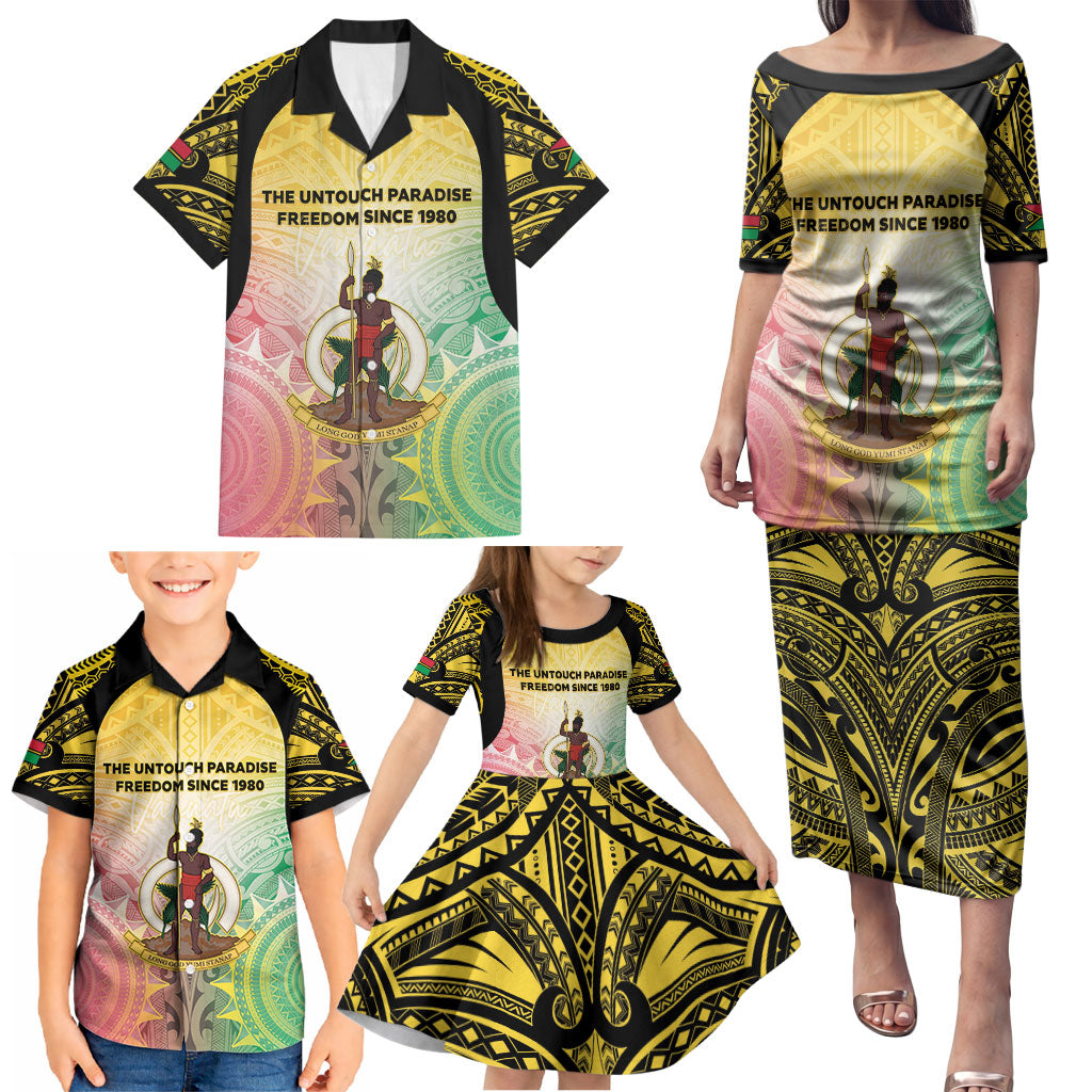 Vanuatu Independence Day Family Matching Puletasi and Hawaiian Shirt The Untouched Paradise LT05 - Polynesian Pride