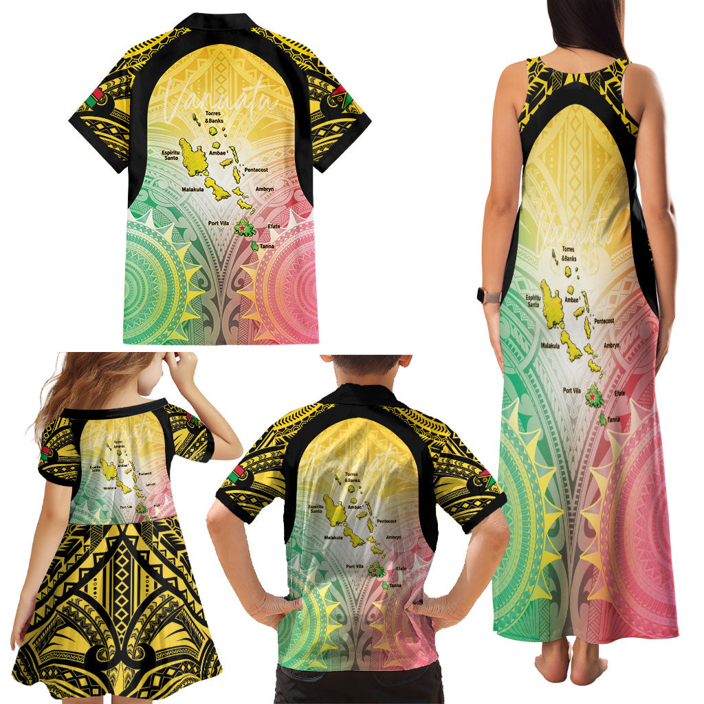 Vanuatu Independence Day Family Matching Tank Maxi Dress and Hawaiian Shirt The Untouched Paradise