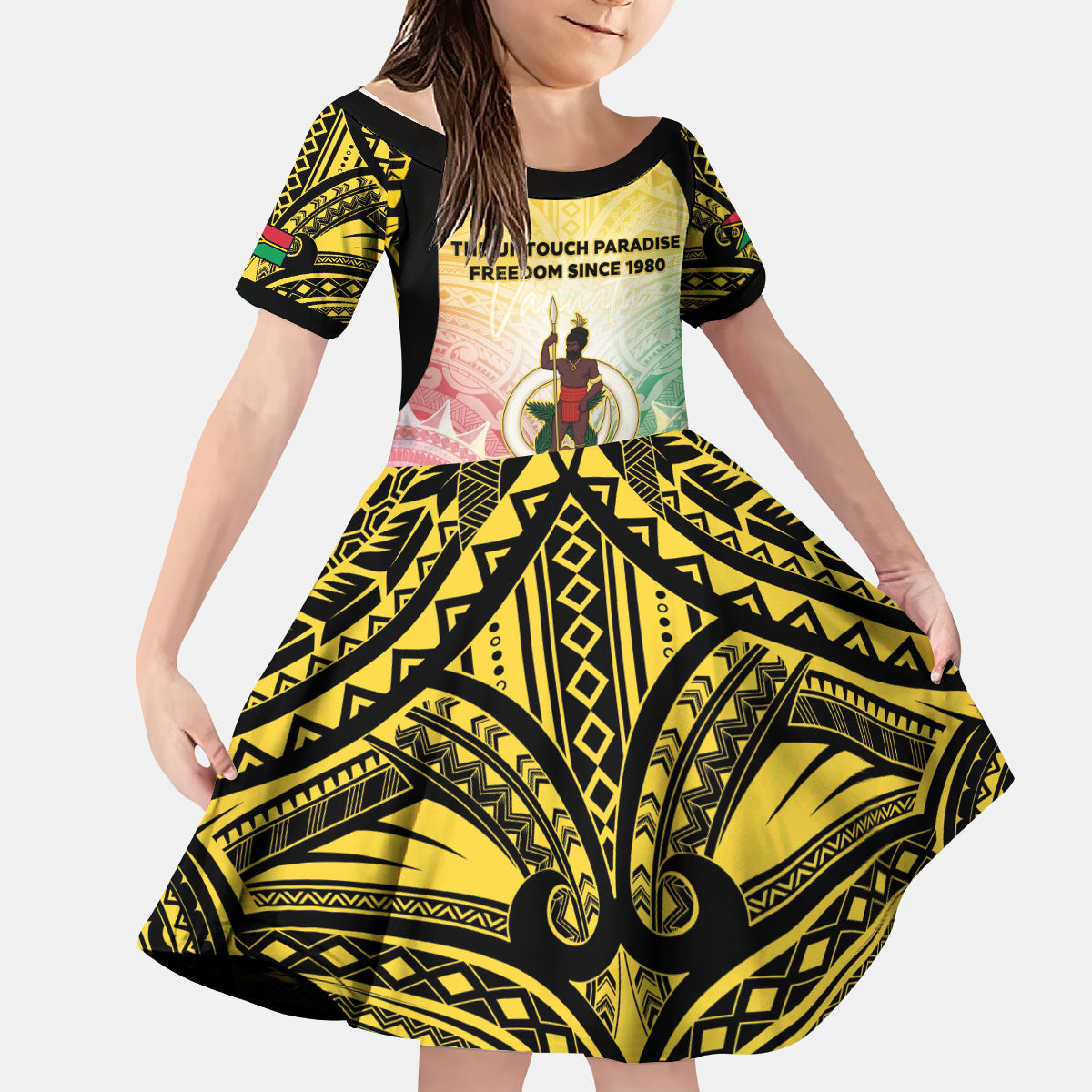 Vanuatu Independence Day Kid Short Sleeve Dress The Untouched Paradise