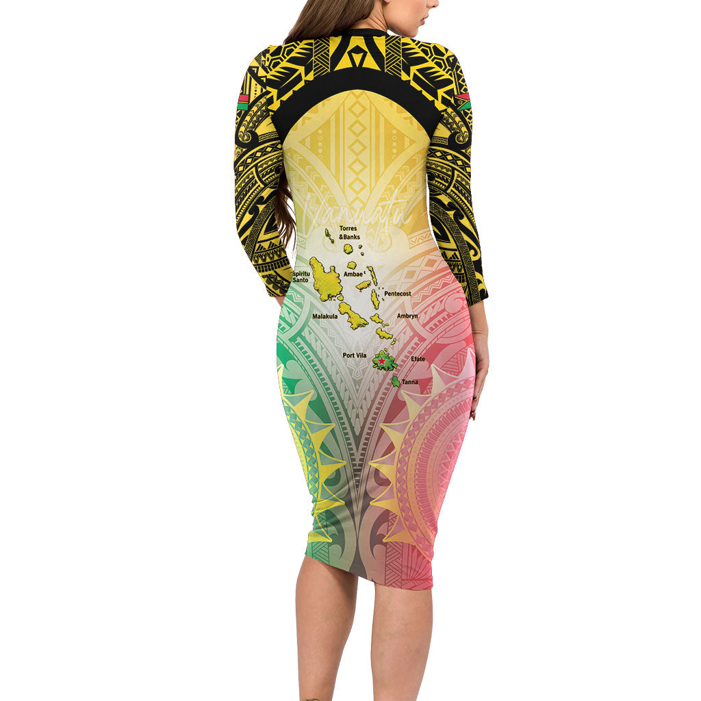 Vanuatu Independence Day Long Sleeve Bodycon Dress The Untouched Paradise