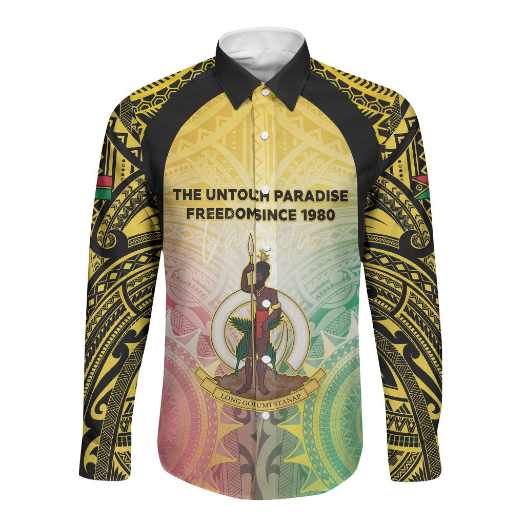 Vanuatu Independence Day Long Sleeve Button Shirt The Untouched Paradise LT05 Unisex Colorful - Polynesian Pride