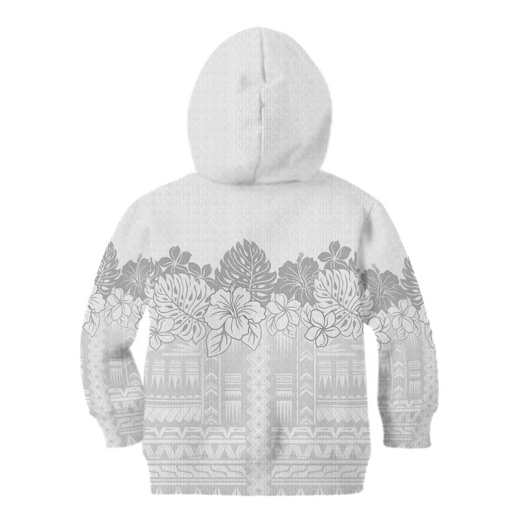 Samoa Lotu Tamaiti Kid Hoodie White Sunday Polynesian Pattern With Tropical Flowers