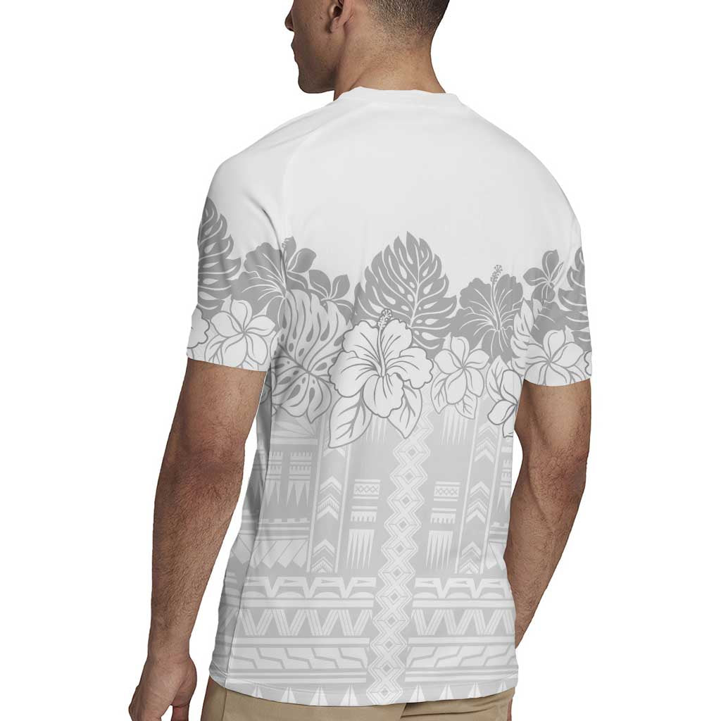 Samoa Lotu Tamaiti Rugby Jersey White Sunday Polynesian Pattern With Tropical Flowers