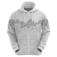 Samoa Lotu Tamaiti Zip Hoodie White Sunday Polynesian Pattern With Tropical Flowers