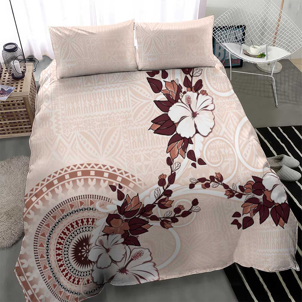 Bula Fiji Language Week Bedding Set Fijian Tapa Pattern With Tagimoucia Flower
