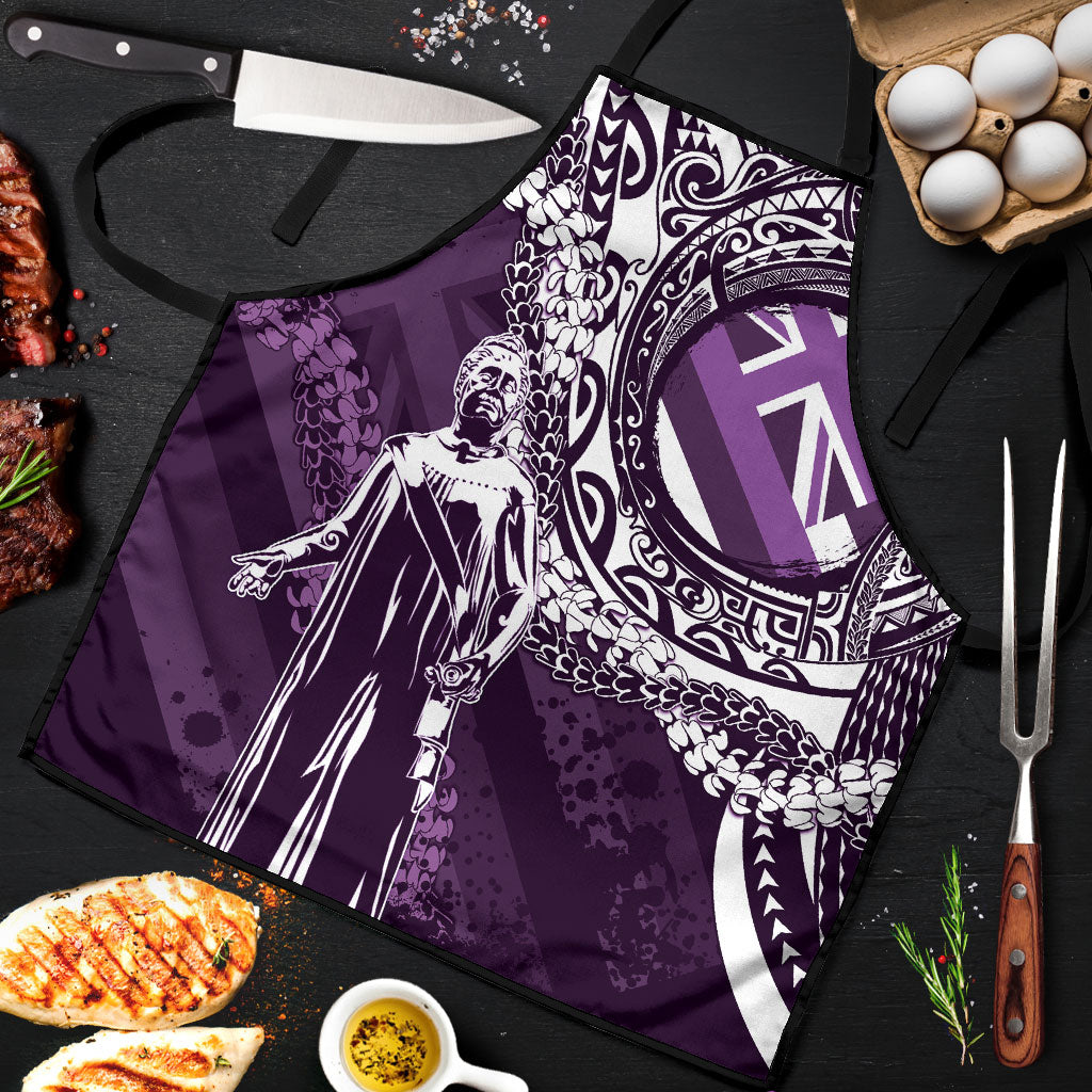 Hawaii Queen Liliuokalani Apron Hawaiian Maile Lei Flag Style LT05 Purple - Polynesian Pride