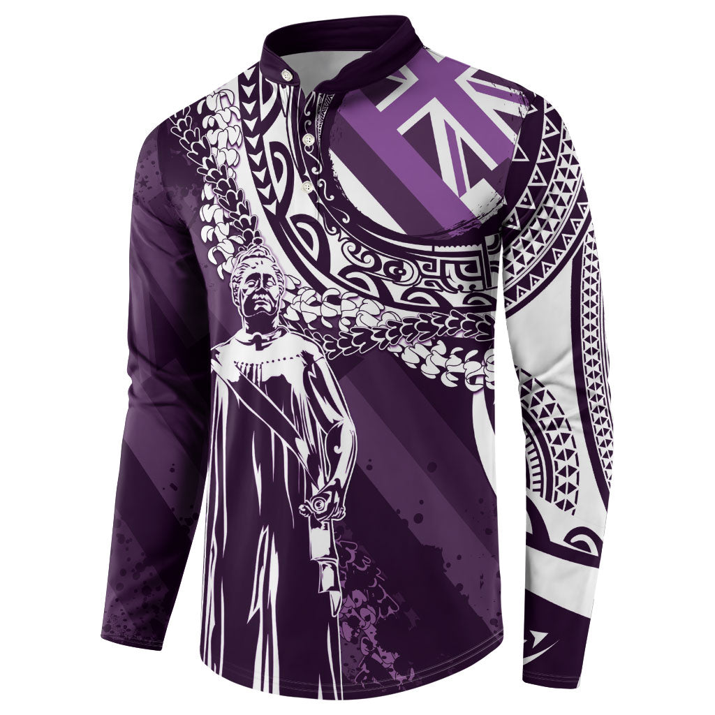 Hawaii Queen Liliuokalani Button Sweatshirt Hawaiian Maile Lei Flag Style LT05 - Polynesian Pride