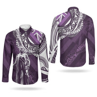 Hawaii Queen Liliuokalani Couples Matching Long Sleeve Bodycon Dress and Long Sleeve Button Shirt Hawaiian Maile Lei Flag Style LT05 - Polynesian Pride