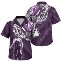 Hawaii Queen Liliuokalani Family Matching Short Sleeve Bodycon Dress and Hawaiian Shirt Hawaiian Maile Lei Flag Style LT05 Son's Shirt Purple - Polynesian Pride