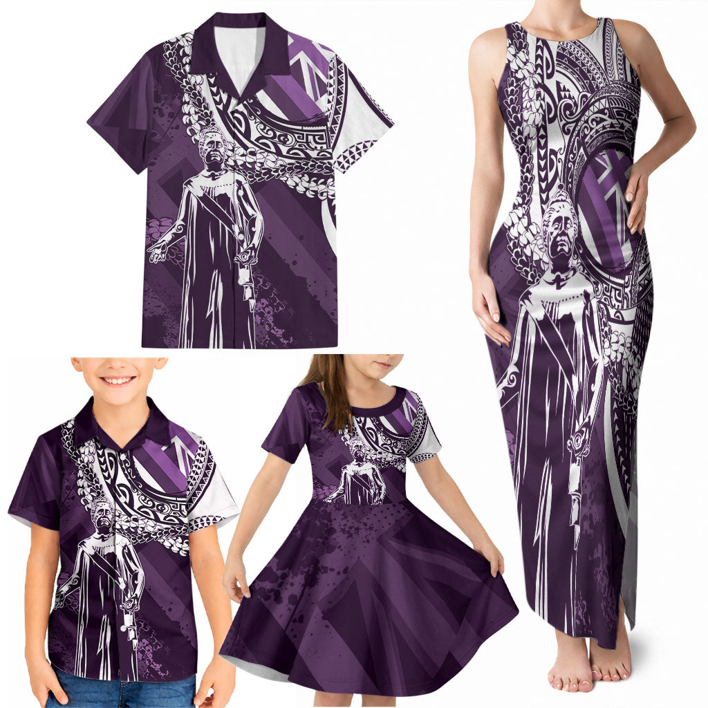Hawaii Queen Liliuokalani Family Matching Tank Maxi Dress and Hawaiian Shirt Hawaiian Maile Lei Flag Style