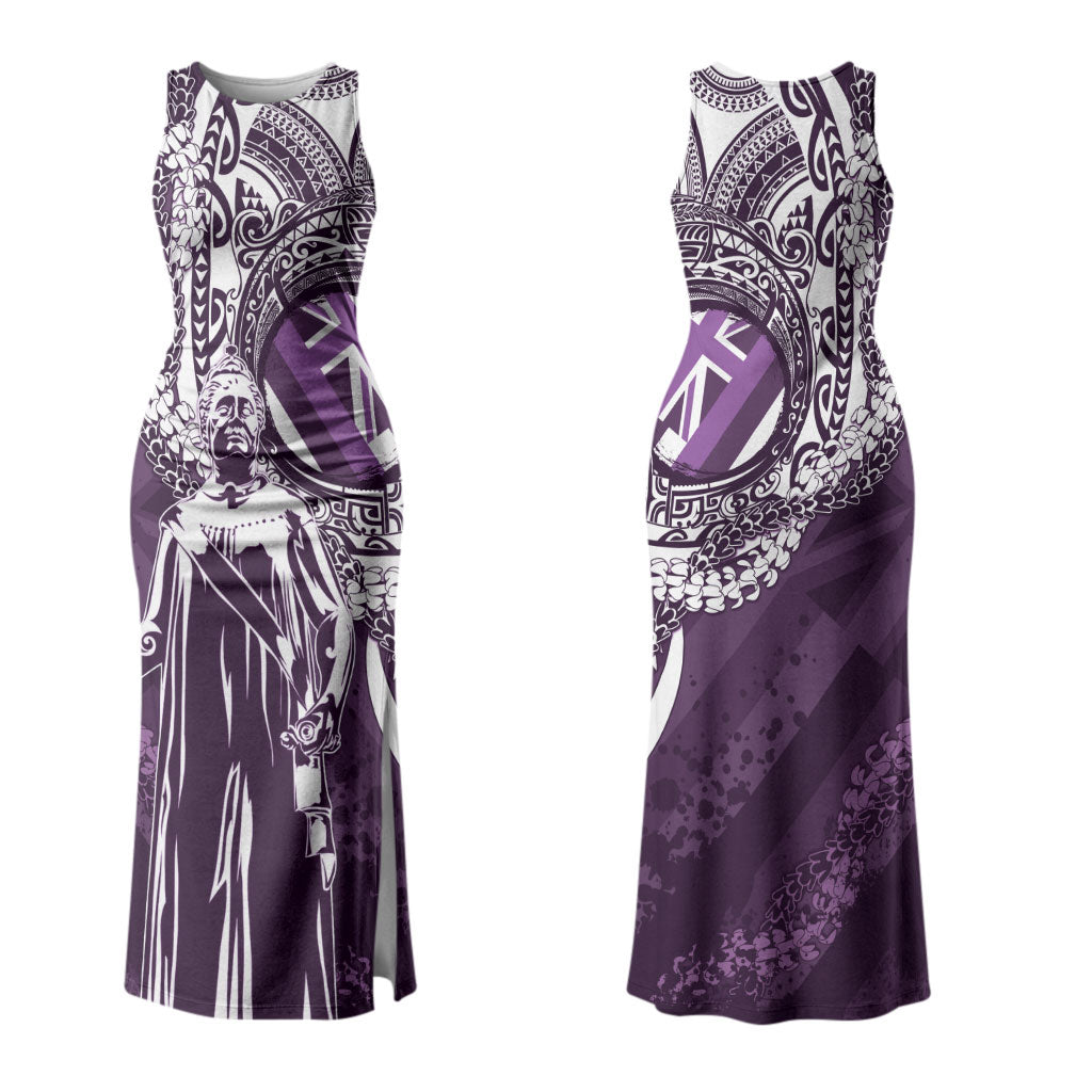 Hawaii Queen Liliuokalani Family Matching Tank Maxi Dress and Hawaiian Shirt Hawaiian Maile Lei Flag Style