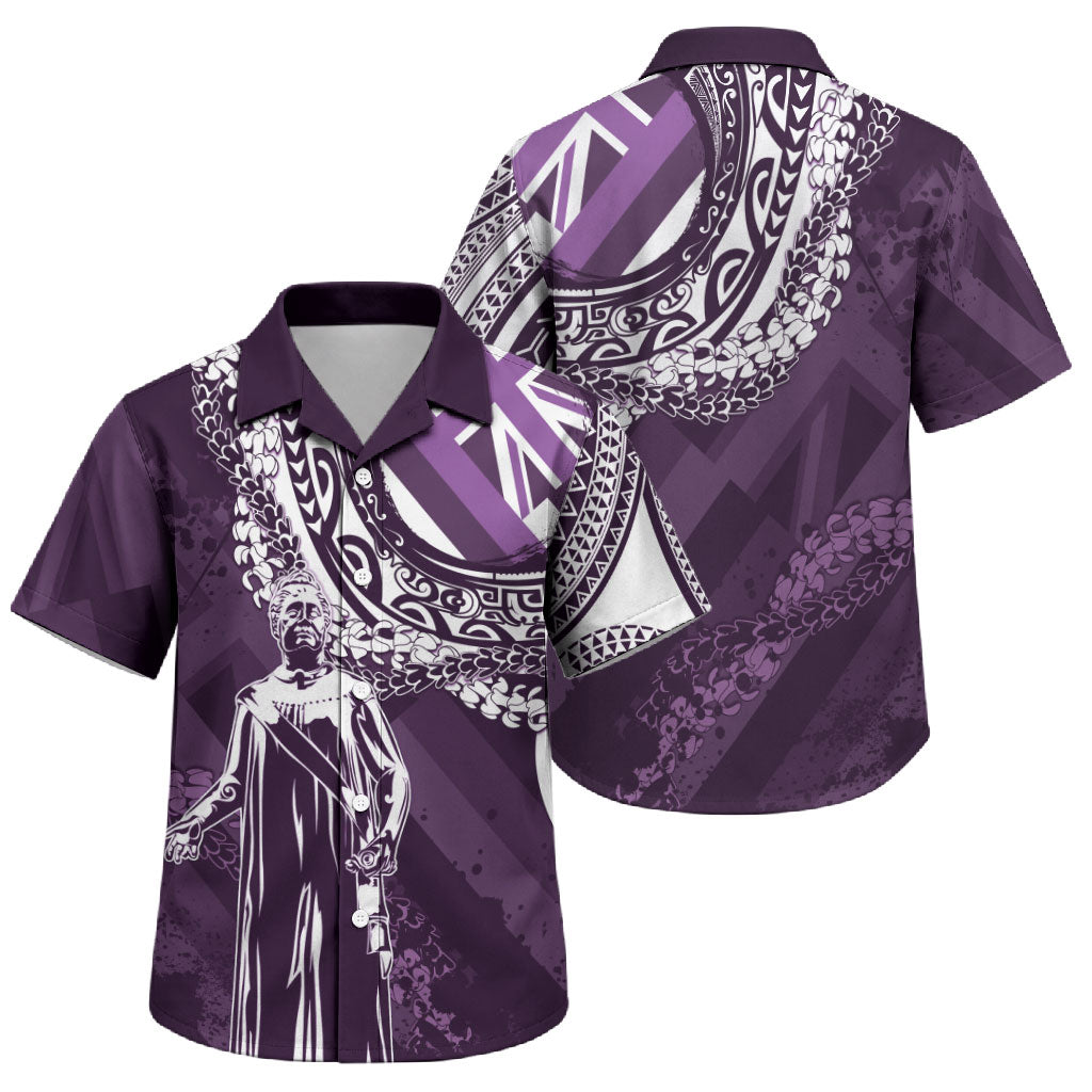 Hawaii Queen Liliuokalani Family Matching Tank Maxi Dress and Hawaiian Shirt Hawaiian Maile Lei Flag Style