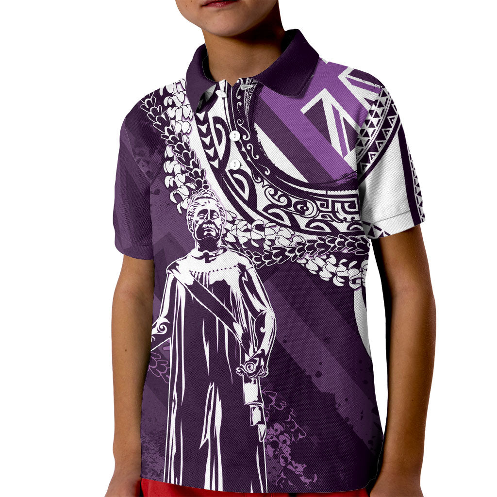 Hawaii Queen Liliuokalani Kid Polo Shirt Hawaiian Maile Lei Flag Style