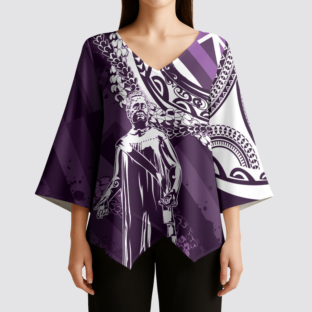 Hawaii Queen Liliuokalani Kimono Sleeve Blouse Hawaiian Maile Lei Flag Style LT05 - Polynesian Pride