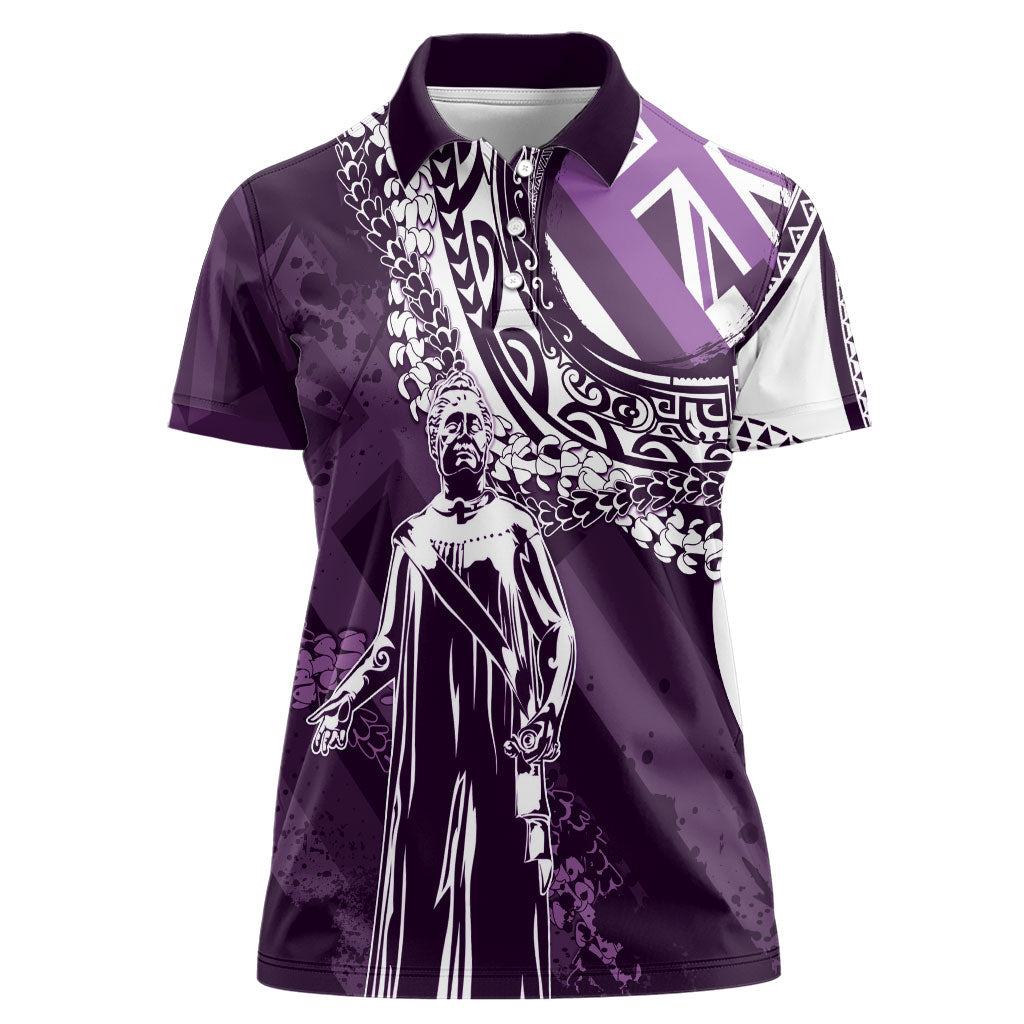 Hawaii Queen Liliuokalani Women Polo Shirt Hawaiian Maile Lei Flag Style