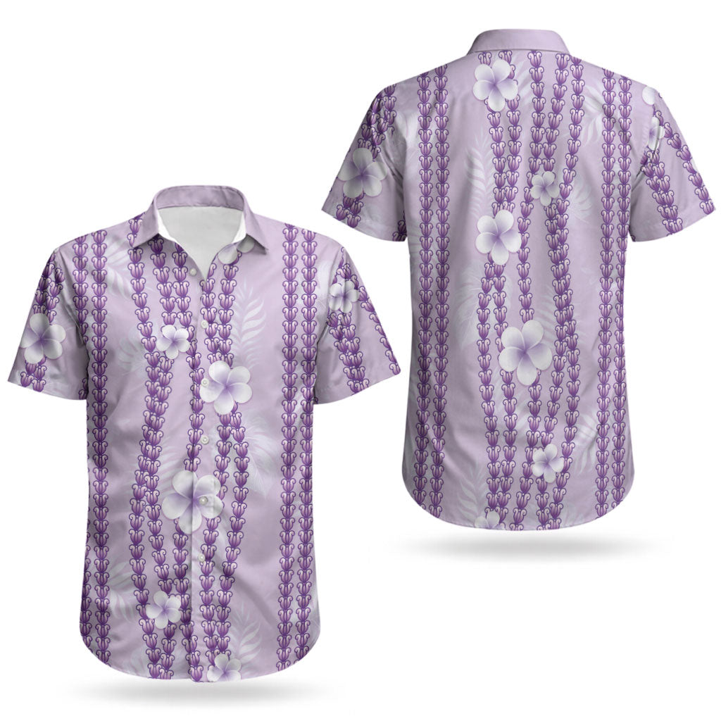 Hawaii Queen Liliuokalani Couples Matching Short Sleeve Bodycon Dress and Hawaiian Shirt Lavender Lei Pua Kalaunu