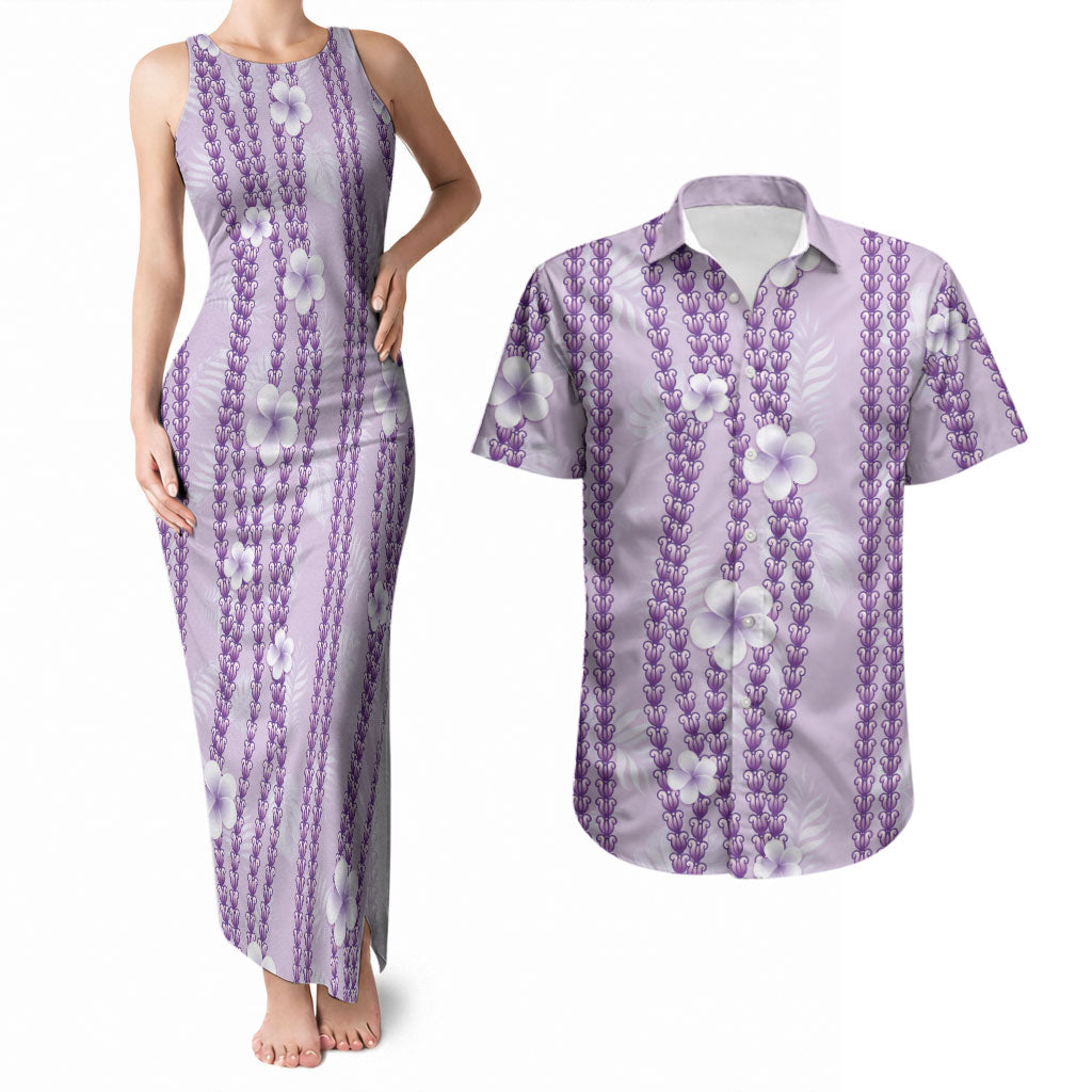 Hawaii Queen Liliuokalani Couples Matching Tank Maxi Dress and Hawaiian Shirt Lavender Lei Pua Kalaunu
