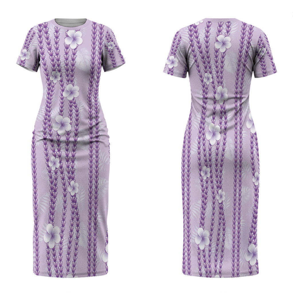 Hawaii Queen Liliuokalani Family Matching Short Sleeve Bodycon Dress and Hawaiian Shirt Lavender Lei Pua Kalaunu LT05 Mom's Dress Lavender - Polynesian Pride