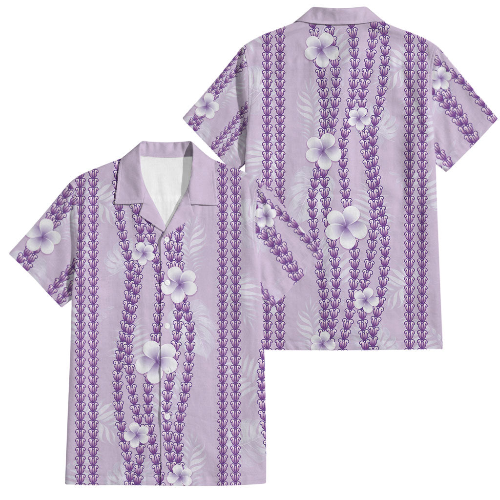 Hawaii Queen Liliuokalani Family Matching Short Sleeve Bodycon Dress and Hawaiian Shirt Lavender Lei Pua Kalaunu LT05 Dad's Shirt - Short Sleeve Lavender - Polynesian Pride