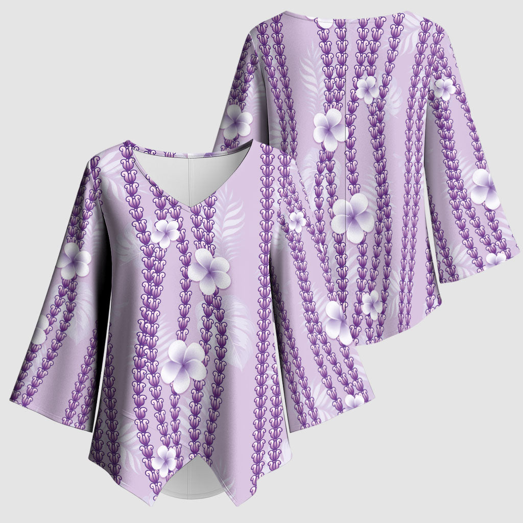 Hawaii Queen Liliuokalani Kimono Sleeve Blouse Lavender Lei Pua Kalaunu LT05 - Polynesian Pride